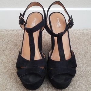 Black Strapy Wedges